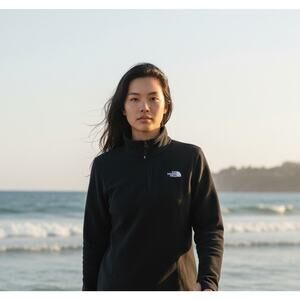 North Face Performance Top Womens XL Black Flight Series VaporWick Quarter Zip